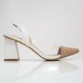 White 7cm heel vinyl sling back shoe journee