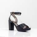 Black one band sandal on 9cm platform heel cherish