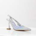 Silver 7cm spool heel sling back pump sonia
