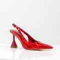 Red 7cm spool heel sling back pump sonia