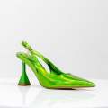 Green 7cm spool heel sling back pump sonia