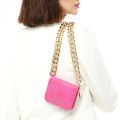 Pink convenient leather chain holder wallet she's