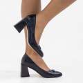 Black 8cm comfy block heel court shoe shoba