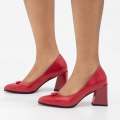 Red 8cm comfy block heel court shoe shoba
