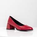 Red 5.5cm comfy block heel court shoe martha