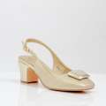 Gold block 5.5cm heel sling back with sqr trim pumps blaze