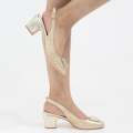 Gold block 5.5cm heel sling back with sqr trim pumps blaze