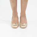 Gold block 5.5cm heel sling back with sqr trim pumps blaze