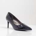 Black 7cm heel pointy pat court bavisha