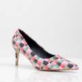 Pink 7cm heel  multi colored pointy court banu