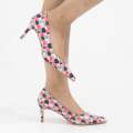Pink 7cm heel  multi colored pointy court banu