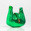 Green faux leather rigid shoulder bag indira