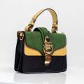 Green multi-color faux leather hand bag yasti