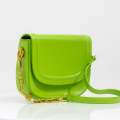 Green faux leather saddle bag quentin