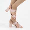 Pink double band 7cm block heel sandal rida