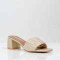 Gold 5.5cm block heel weaved slides fairy
