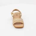 Gold infants girls ankle strap weaved sandals kaila