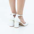 White open waist pointy on 8cm block heel PU chandri