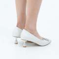 Off-white 5cm heel satin court with sqr diamante trim hayko