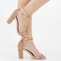 Rose gold ankle strap diamante band sandal on 8.5cm heel trish