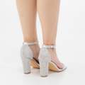 Silver  ankle strap diamante band sandal on 8.5cm heel trish