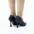 Black 9cm heel croc court  with gold sqr trim ressie