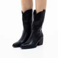 Black 7cm heel nu-buck mid high boot black cowboy