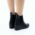 Black pu chelsea 6cm wedge heel ankle boot tara