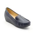 Kisha faux leather loafer wedge navy - 3