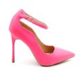 Arabella sleek ankle strap stiletto heel court shoes neon pink - 4