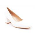 Elka smooth pu, block heel court shoe white - 7
