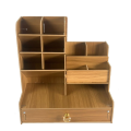 Wooden Desktop Stationery Organizer With 10 Compartment & Storage Drawers