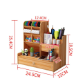 Wooden Desktop Stationery Organizer With 10 Compartment & Storage Drawers