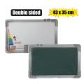 Dry Erase Dual Sided White Board and Chalk Board, 45 X 35cm Small Whiteboard with Protective Frame