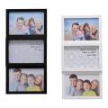 Collage Plastic Picture Frame 3 Hole Opening Black And White 10cmx15cm