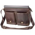 Adpel Trendy 15.4" Leather Messenger Bag | Brown