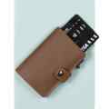 EaziCard Genuine Leather Saddle RFID Wallet | Brown/Silver