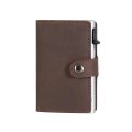 EaziCard Genuine Leather Saddle RFID Wallet | Dark Brown/Silver