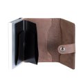 EaziCard Genuine Leather Saddle RFID Wallet | Dark Brown/Silver