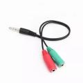 3.5mm Stereo Audio Y-Splitter 2 Female 1 Male Cable Adapter with separate headphone / microphone ...