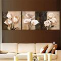 3 Panel Orchid Rose Flowers Canvas Unframed