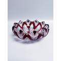 Two Burgundy / Red cut crystal ashtrays