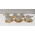 A beautiful vintage Italian made gold plated Mod Dep AB Italy porcelain cups and saucer set with ...