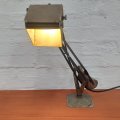 An extremely rare antique British made Hadrill Horstmann "Pluslight" roller table lamp with magni...