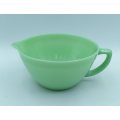 A rare antique (c1950) mid-century USA made Fire King green milk glass (Jadeite) mixing jug
