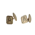 A handsome pair of 9ct gold engraved "A" chain cuff links