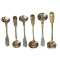 An amazing set of 6 assorted British hallmarked sterling silver sugar/spice spoons. Weight 60.86g