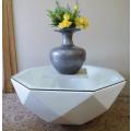 A stylish, top quality, ultra modern white glass top centre coffee table.