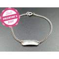 A Valentines Treat 10% off!  A British hallmarked sterling silver ID bracelet with space for en...
