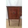 A stylish classic Regency period dining room side server with reeded table legs and contrast inla...